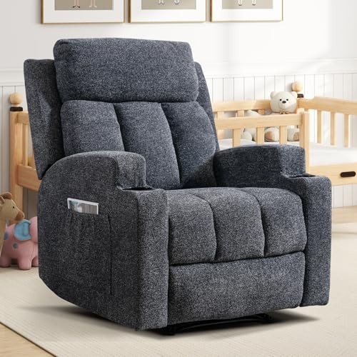 CANMOV Manual Recliner Chair with Massage and Heat, Soft Fabric Recliner Chair gallery