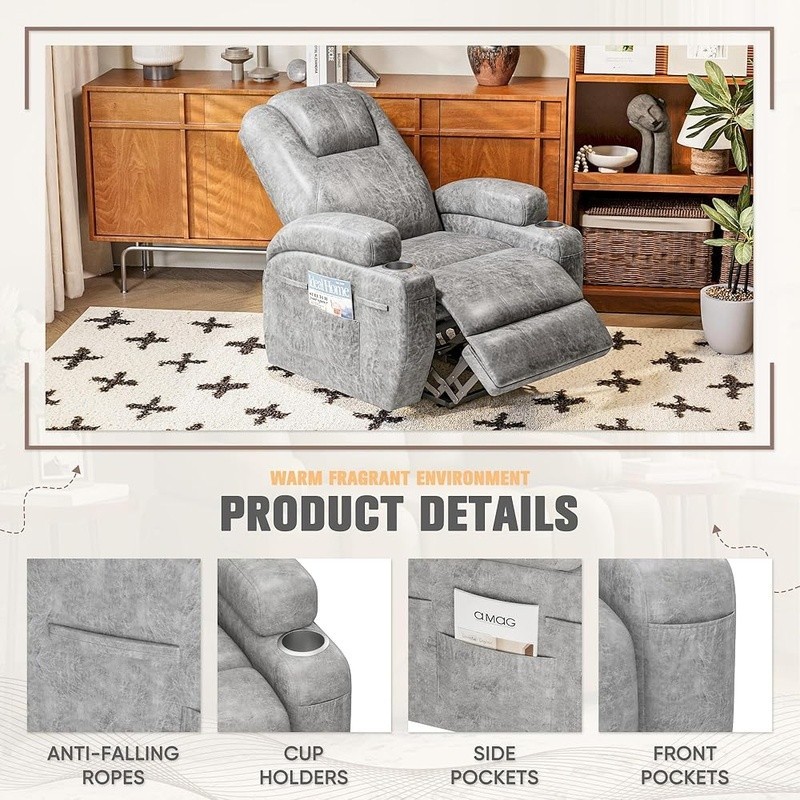 Electric Lift Recliner Chair Massage Vibration Support Storage Easy Assembly New gallery