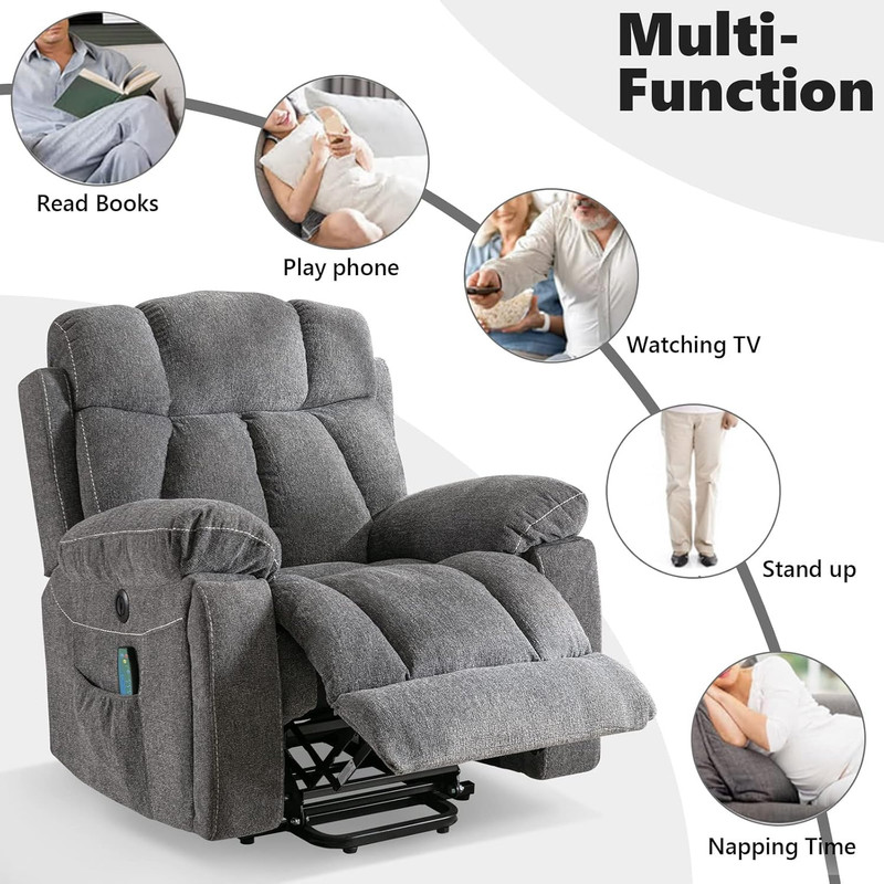 CANMOV Large Power Lift Recliner Chairs with Massage and Heat for Elderly Big Pe gallery