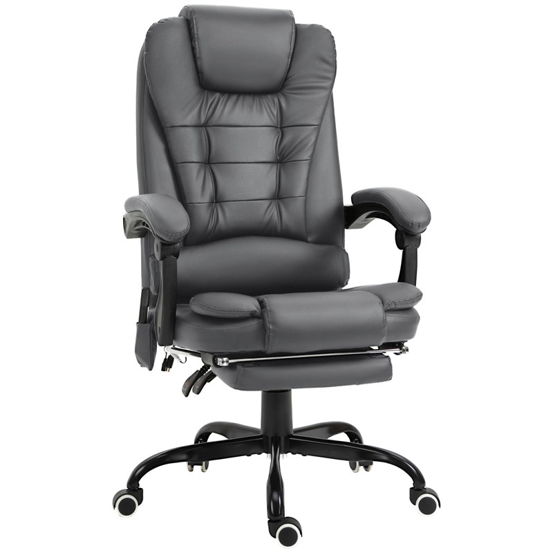 7-Point Vibrating Massage Office Chair, Reclining Back, Gray