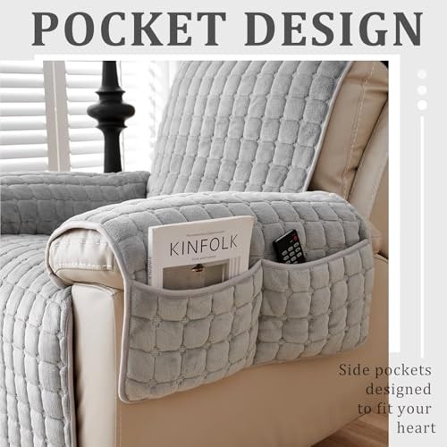 Plush Recliner Slipcover 30 Inches Washable Chair Covers Artificial 30" Grizzly gallery