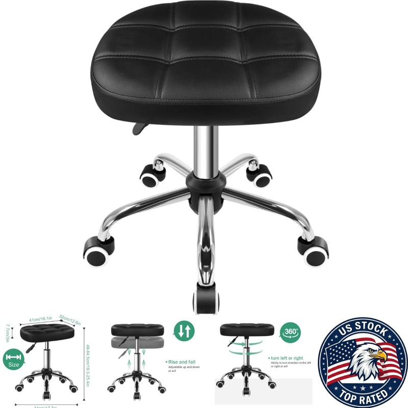 Versatile Oval Rolling Stool for Spa & Salon: Adjustable Height and Soft Cushion