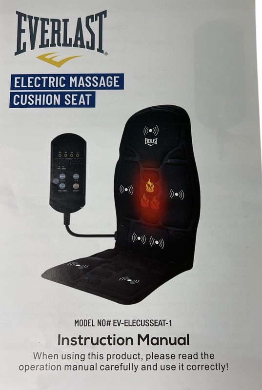 Everlast Electric Massage Seat Cushion Home, Office and Car Heat and Vibration gallery