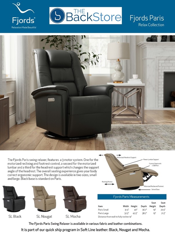 Large Fjords Paris Swing Relaxer 3 Motor Power Recliner Chair Mocha Soft Leather gallery