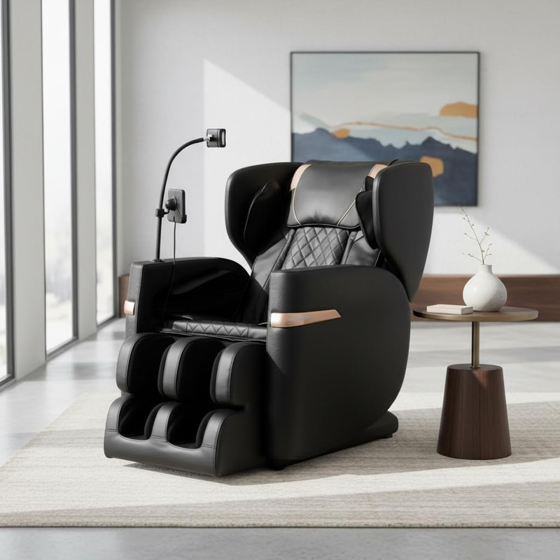 Zero Gravity Massage Chair with Heat, Foot Roller, Bluetooth - Black