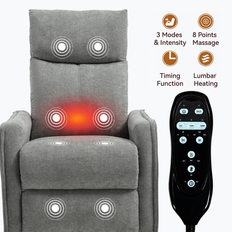 Heat Massage Manual Recliner Chair with Rocker and Swivel in Fabric for Room gallery