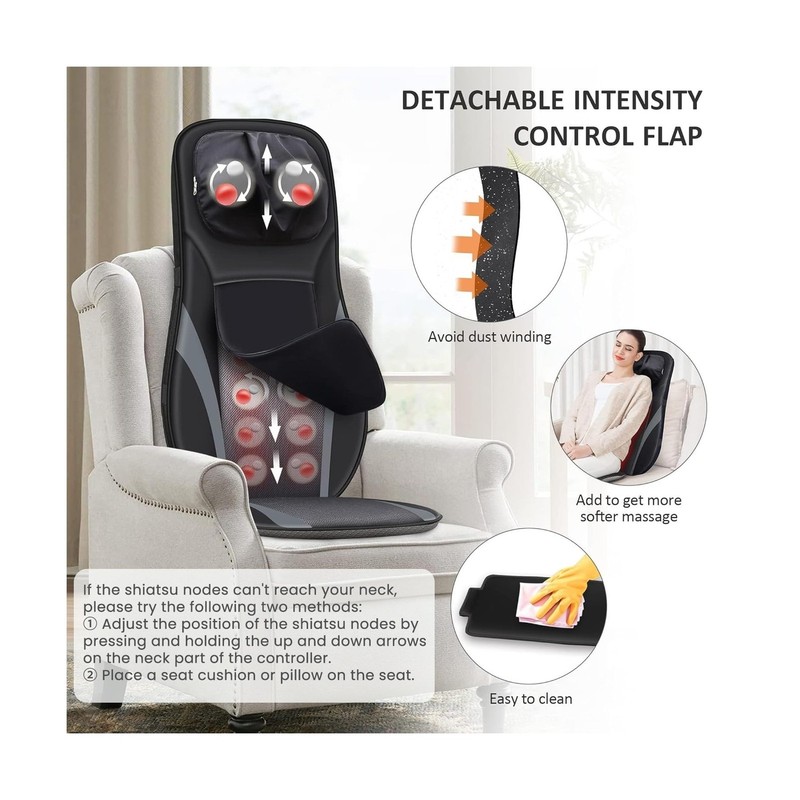 Snailax Shiatsu Back Massager with Heat -Deep Kneading Massage Chai... Fast Ship gallery