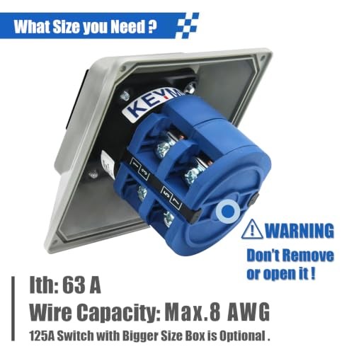 63A 660V 2 Pole Rotary Changeover Switch with Outer Box, 3 Position ON-Off-ON, gallery