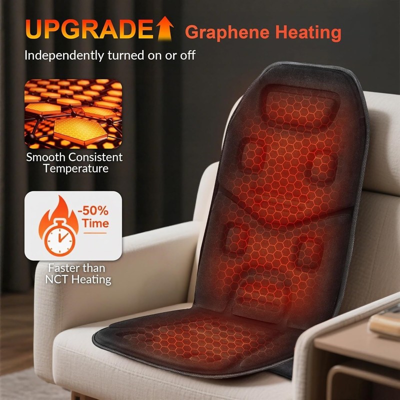 Heated Massage Chair Pad with 10 Vibrating Motors - Perfect for Home or Office gallery