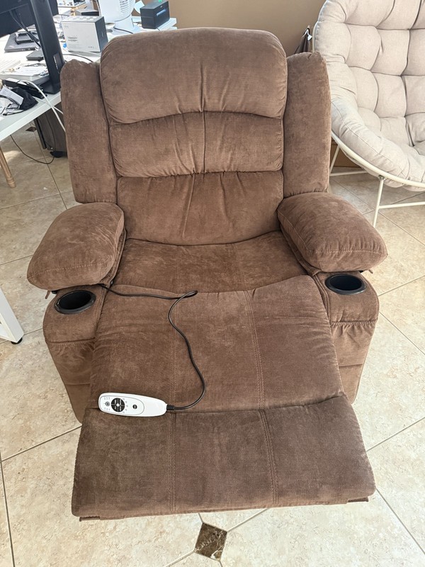 Brown Heat & Vibration Massage Recliner Chair with Remote and Dual Cup Holders gallery