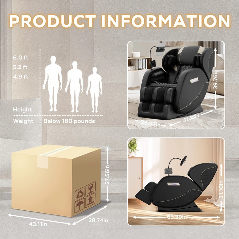 2026 6D Smart Massage Chair SL Track Zero Gravity Full Body Heat Pain Relief gallery