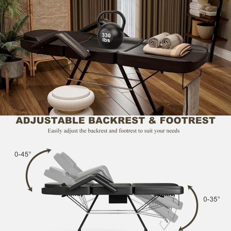 Adjustable Black, Spa Tattoo Massage Chair - W/ Towel Hook - Never Been Used gallery