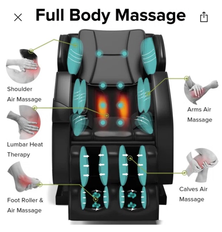 Zero Gravity Full Body Massage Chair with Heat & Bluetooth – Recliner w/ MultI gallery