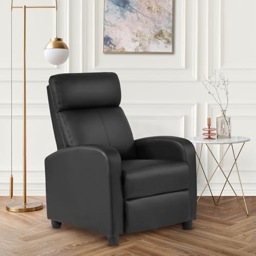 Recliner Sofa Massage Chair Home Theater Seating w Lumbar Support Black Leather gallery