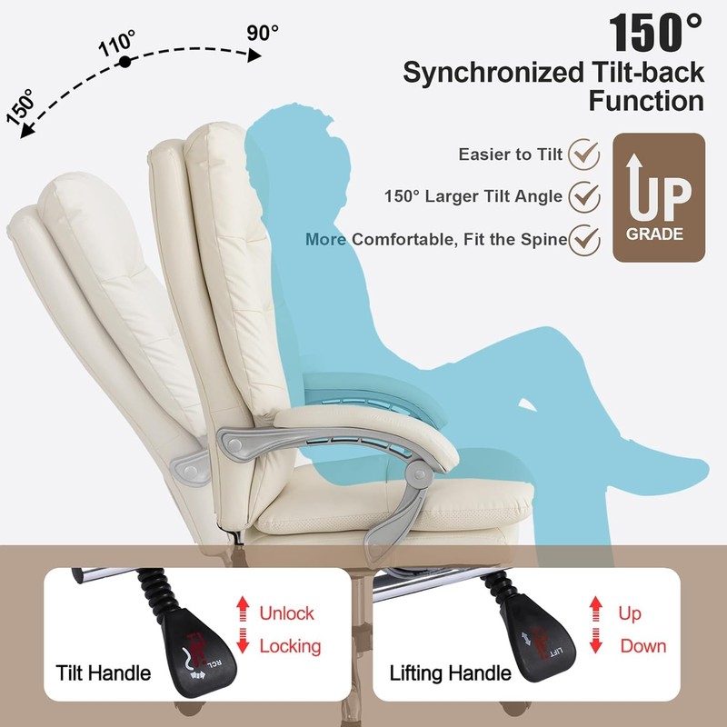 Massage Executive Office Chair with Heated,90-135° Reclining Chair with Footrest gallery