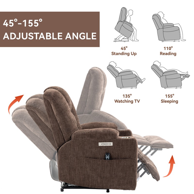 Recliner Chair with Massage and Heat for Elderly, 2 Cup Holders, Easy Accessable gallery