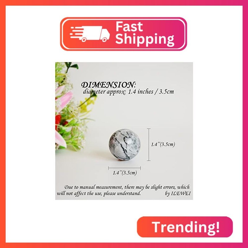 ILEWEI Chinese Traditional Baoding Balls Black White Natural Marble Health Exerc gallery