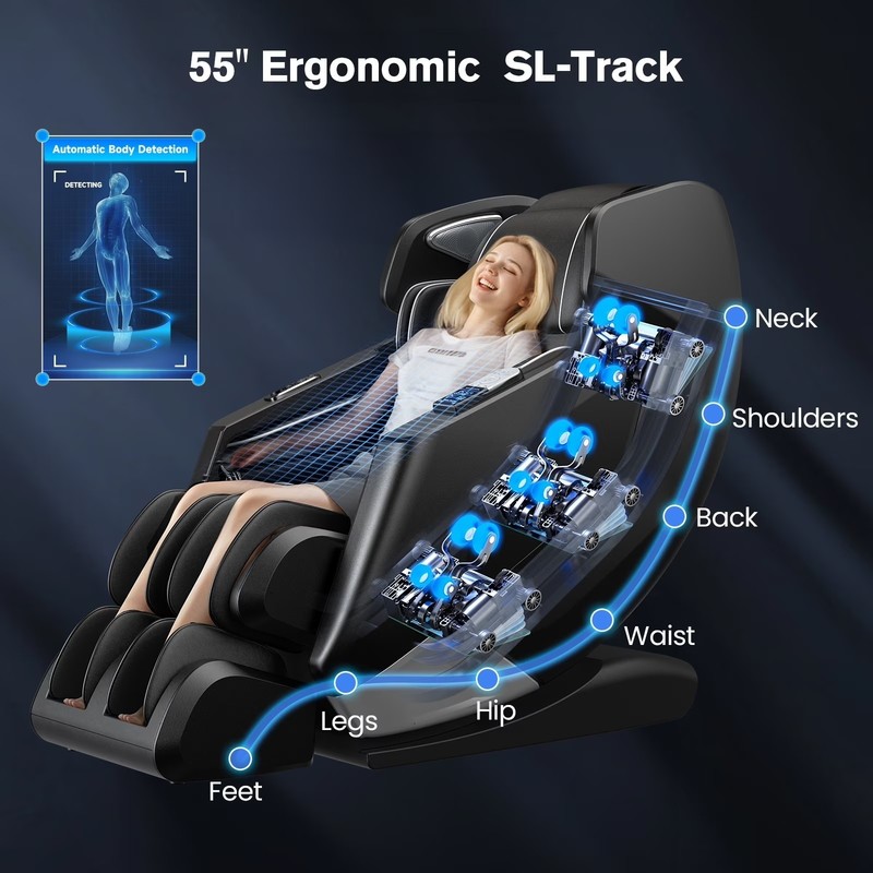 Full Body 4D Zero Gravity Massage Chair Recliner SL Track, AI Voice Control,Heat gallery
