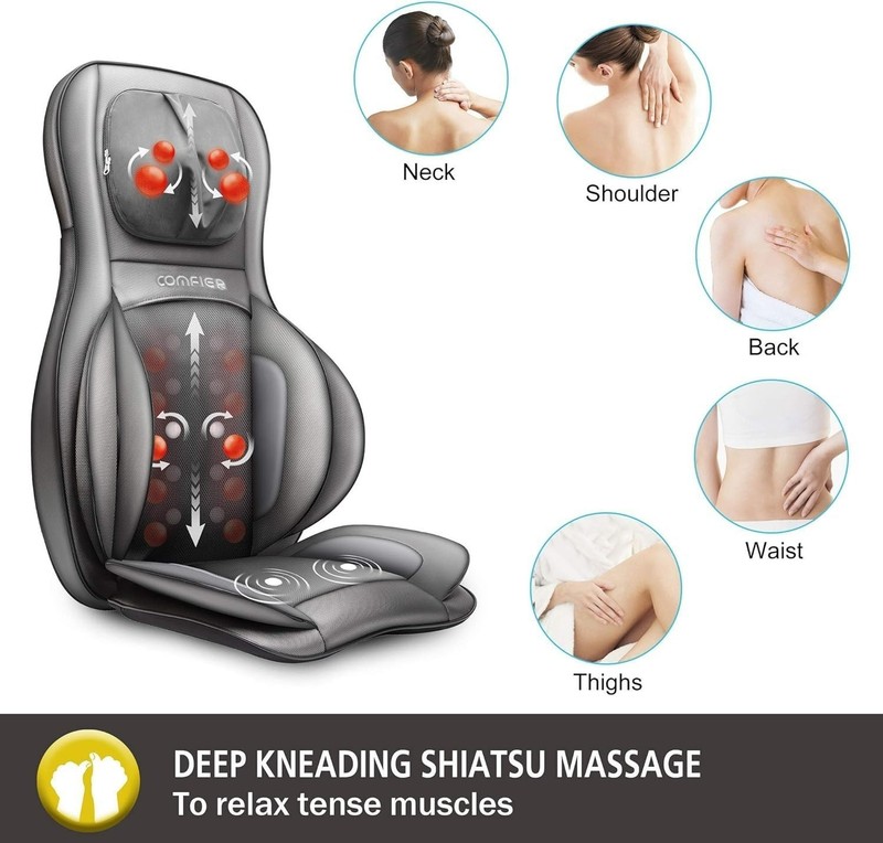 COMFIER Shiatsu Neck and Back Massager with Heat, Adjustable Massage Pad gallery
