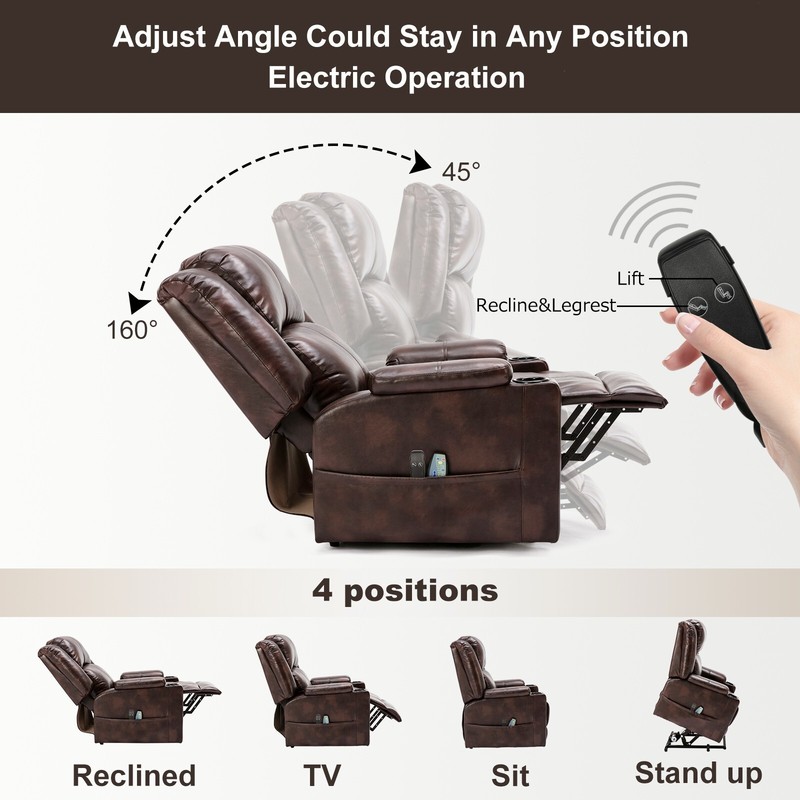 Comhoma Power Lift Recliner Chairs for Elderly Big Heated Massage Recliner Sofa gallery