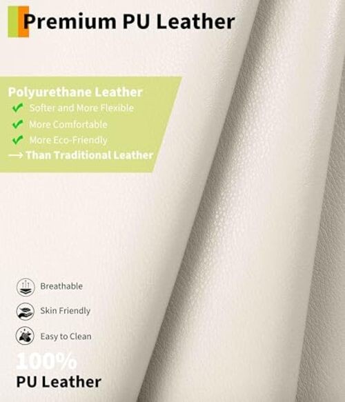 Leather Recliner Chair, Extra Wide Manual Recliner for Adults, Oversized Cream gallery