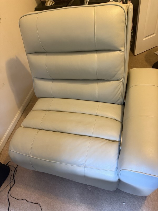 Beige Faux Leather Recliner Chair, Solid Pattern, Living Room Seating Chair