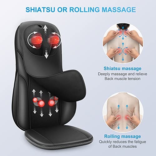 Shiatsu Back Massager with Heat, Deep Kneading & Rolling Massage Chair Dark gallery