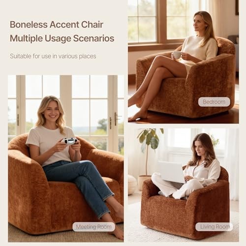 Frameless Accent Chair, Full Sponge Cloud-Like Comfy Sofa 1PCS Burnt Orange gallery