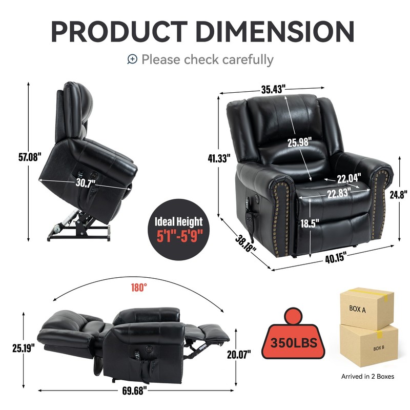 Power Lift Recliner Chair with Heat Massage Dual Motor for up to 350 LBS gallery