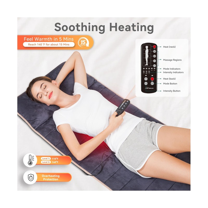 Snailax Memory Foam Full Body Massage Mat with Heat, Back Massager ... Fast Ship gallery