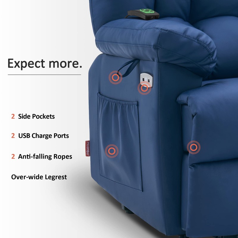 Power Lift Recliner Chair with Massage & Heat, Adjustable Headrest, USB Ports, F gallery
