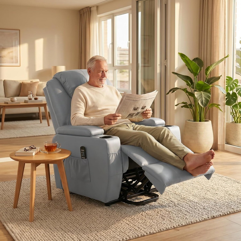 Power Lift Recliner Chair with 8-Point Vibration Massage & Lumbar Heating – Rock gallery