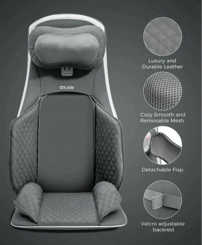 Alljoy Shiatsu Massage Chair Cushion Pro Heated Remote Control Gray Vibration gallery