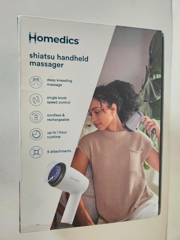 Homedics Shiatsu Handheld Massager Cordless Rechargeable White HHP-353-2 gallery