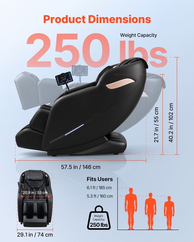 VEVOR Massage Chair 3D Zero-Gravity Full Body Massage Chair Extendable Footrest gallery