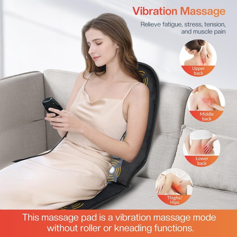 Massage Chair Pad with Heat & Vibration, 10 Motors, 5 Modes, Timer - Relaxation gallery