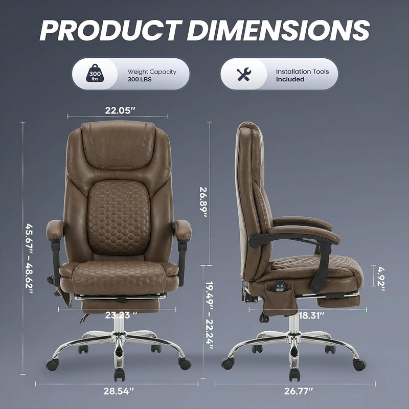 Massage Office Chair Set of 2 with Heat and Footrest - 3-Level 65°C Targeted Hea gallery