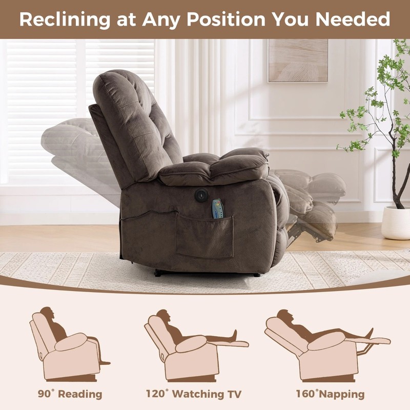 CANMOV Power Recliner Chair - 41" Wide Electric Massage Recliner with Heat & USB gallery