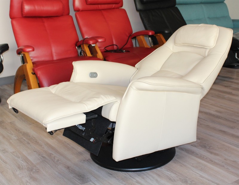 Small Fjords Stockholm Swing Relaxer Power Electric Recliner Chair Latte Leather gallery