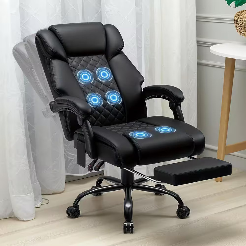 Faux Leather Swivel Massage Executive Chair with 6 Point Vibration Ergonomic Off