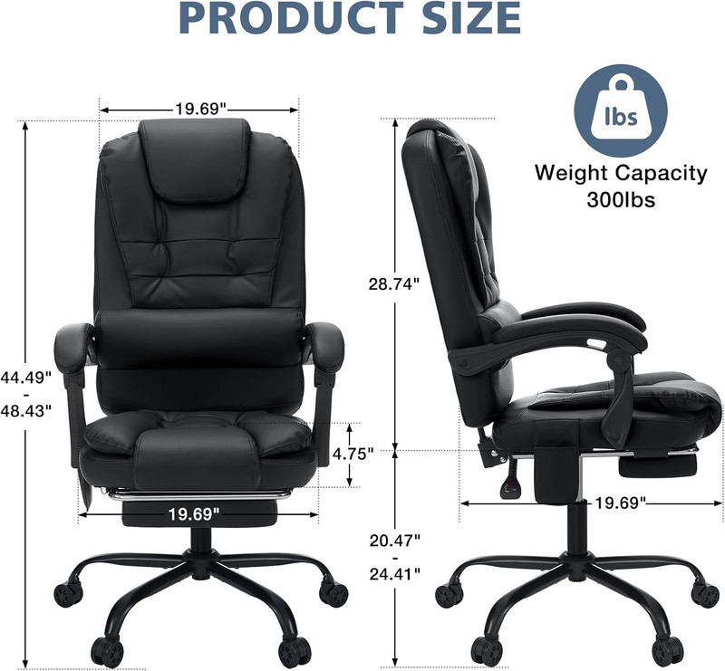 HOFFREE Massage Office Chair with Foot Rest 7 Points Vibration,Black | Ergonomic gallery