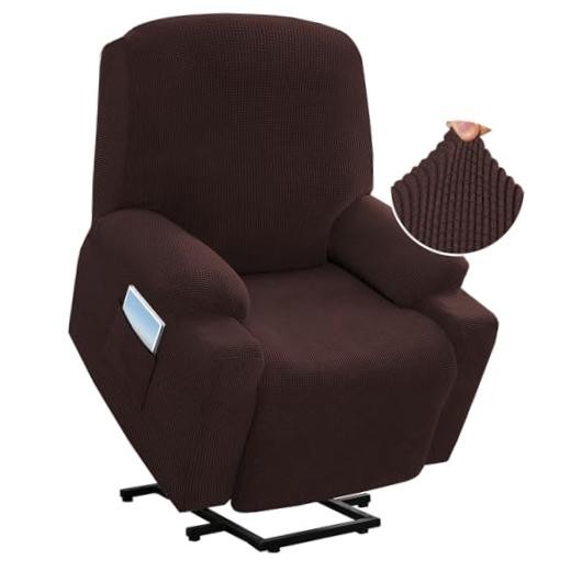 Stretch Couch Cover Electric Power Lift Recliner Chair Slipcover Chocolate