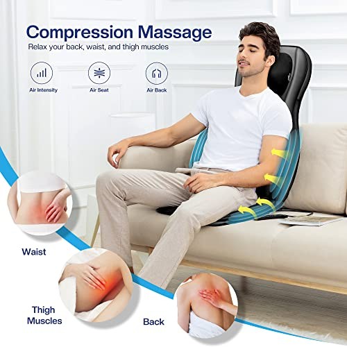 Shiatsu Neck Back Massager with Heat,2D/3D Massage Chair Pad Jet Black-app gallery