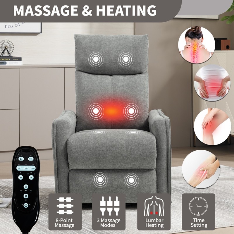 Heat Massage Manual Recliner Chair with Rocker and Swivel in Fabric for Room gallery