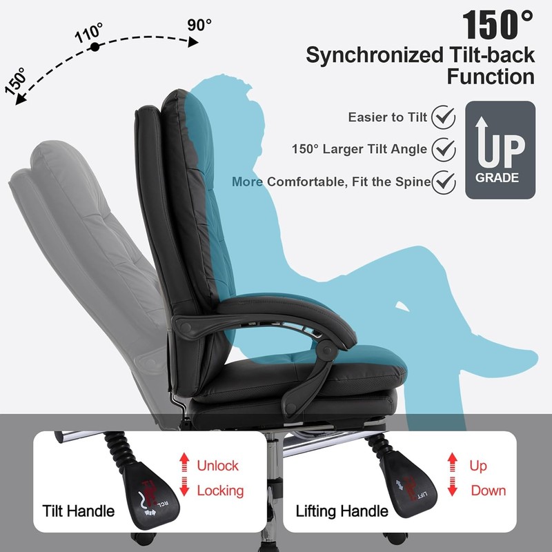 Massage Executive Office Chair with Heated,90-135° Reclining Chair with Footrest gallery