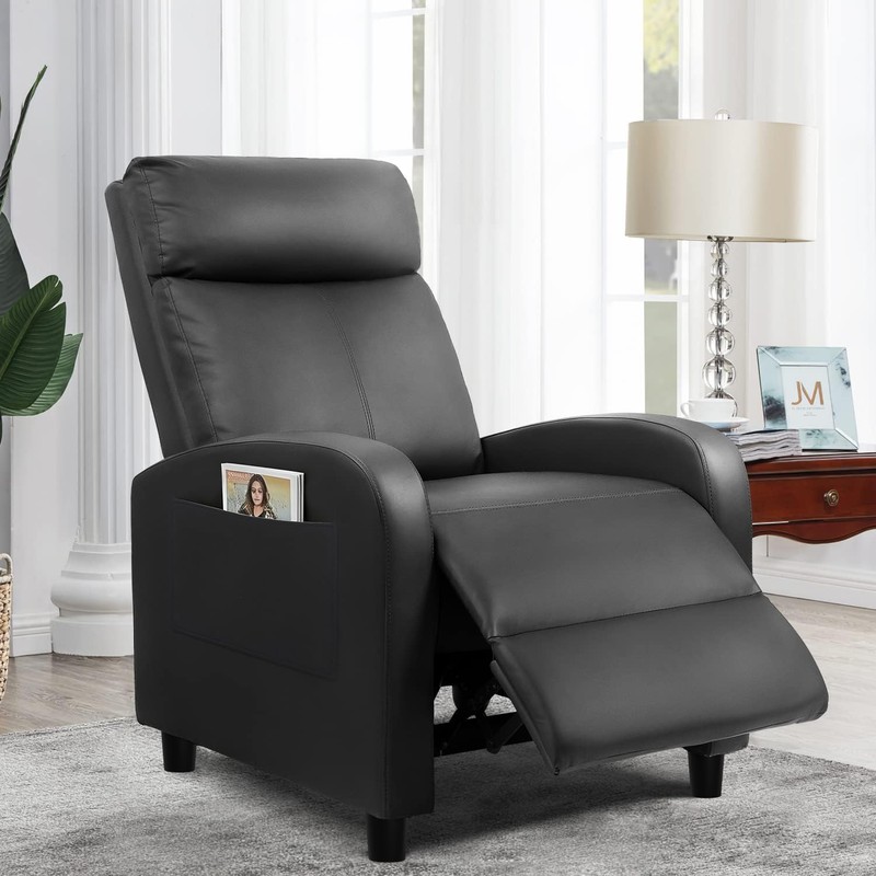 Furniwell Massage Recliner Chair for Living 29.2D x 19.9W x 38.7H in, Black gallery