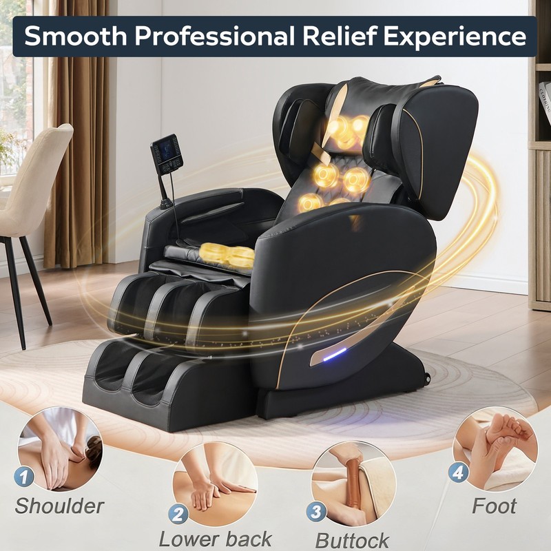 New Full Body Air Pressure Shiatsu Massage Chair Recliner ZERO GRAVITY Black gallery