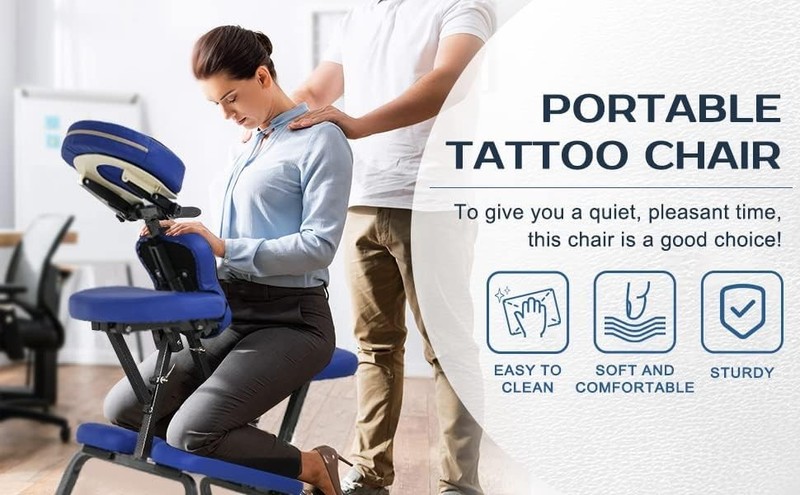 Portable Massage Chair with Adjustable Cradle & High-Density Foam - Blue gallery