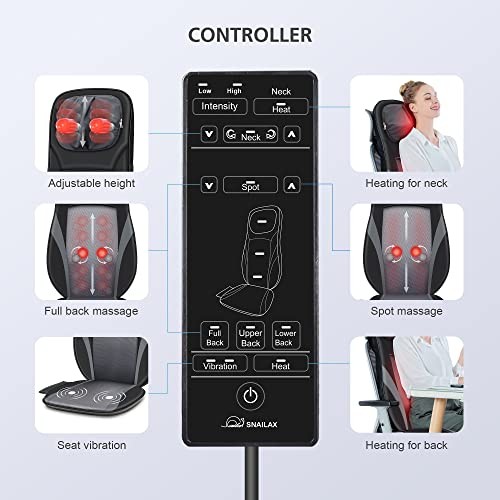 Shiatsu Back Massager with Heat -Deep Kneading Massage Chair Pad with gallery