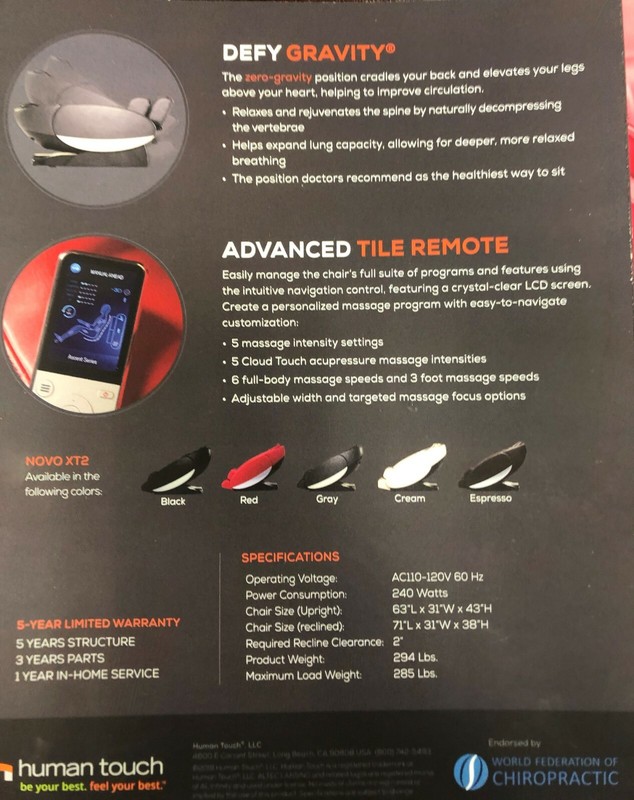 Massage Chair -- Human Touch Novo XT2 gallery